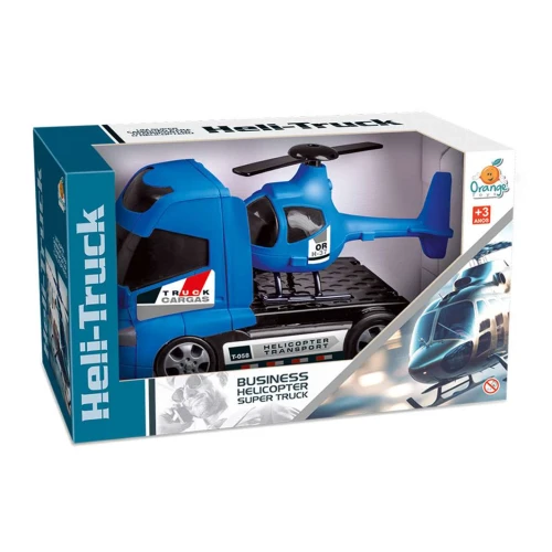 Brinquedo caminhão transportador com helicóptero Orange Toys