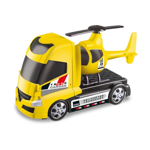 Brinquedo caminhão transportador com helicóptero Orange Toys