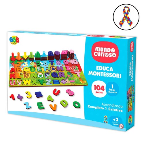 Brinquedo didático Educa Montessori com 104 peças GGBplast