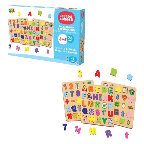 Brinquedo didático encaixando e aprendendo 3 em 1 GGBplast