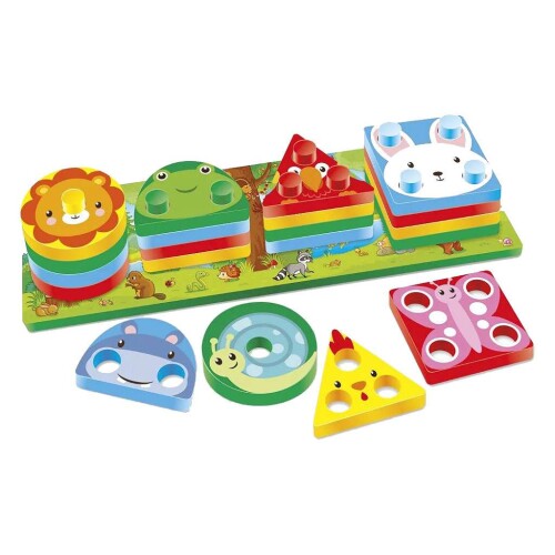 Brinquedo didático formas geométricas animais com 16 peças GGBplast