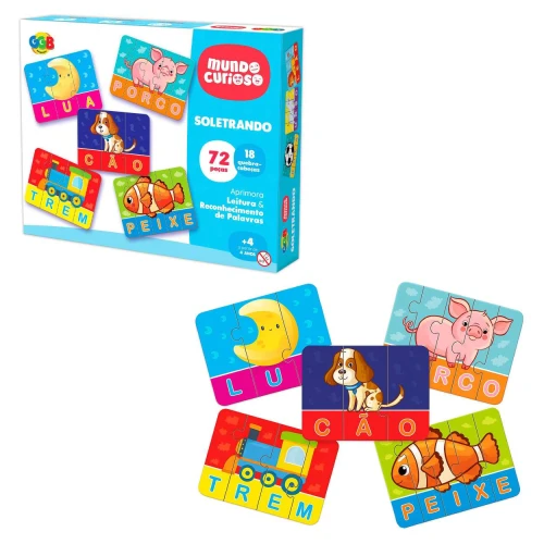 Brinquedo didático quebra cabeça soletrando com 72 peças GGBplast