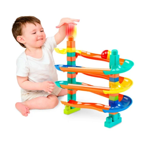 Brinquedo escorregador de bolinhas Blocolândia com 30 blocos Dismat