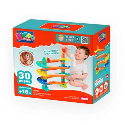Brinquedo escorregador de bolinhas Blocolândia com 30 blocos Dismat