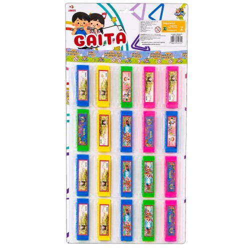 Brinquedo gaita plástica com 20 unidades sortidas Brinquedo gaita plástica com 20 unidades sortidas