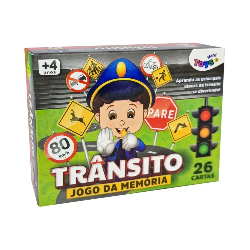 Brinquedo jogo da memória trânsito com 26 unidades Mini Toys