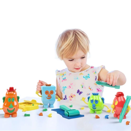 Brinquedo massa de modelar bonecos divertidos com 20 unidades + massinha Dismat