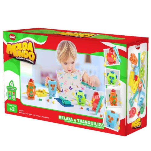Brinquedo massa de modelar bonecos divertidos com 20 unidades + massinha Dismat