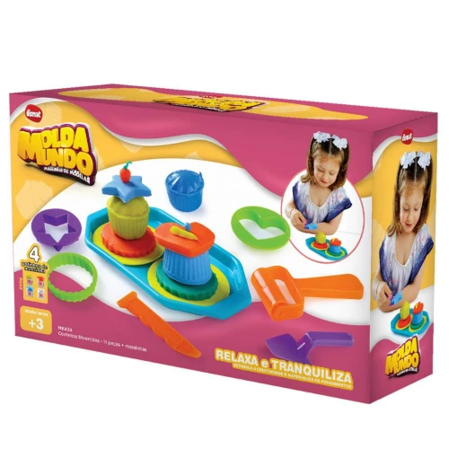 Brinquedo massa de modelar confeitos divertidos com 11 unidades + massinha Dismat