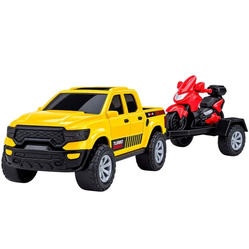 Brinquedo pick up com moto e carreta road team (v)