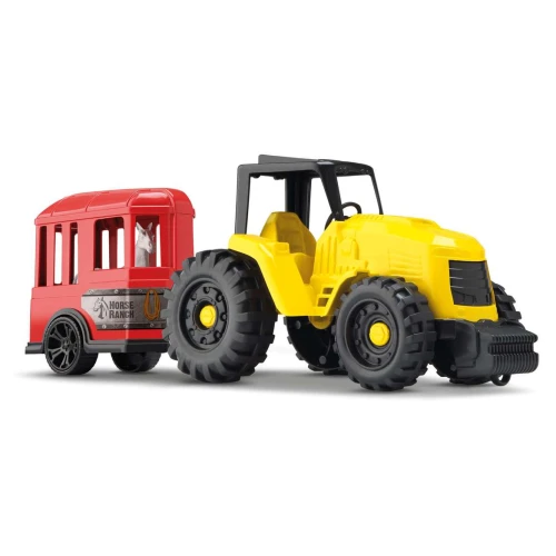 Brinquedo trator com reboque de cavalo Tractor Farm Orange Toys