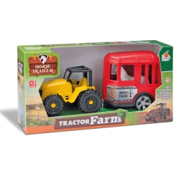 Brinquedo trator com reboque de cavalo Tractor Farm Orange Toys