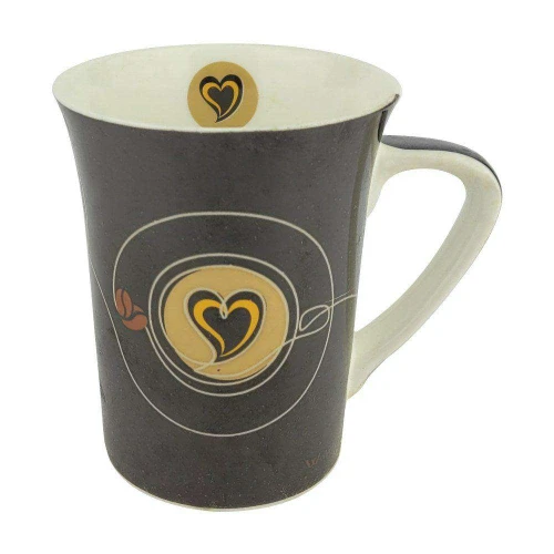 Caneca de ceramica decorada Café e amor 320ml na caixa wellmix