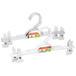Cabide para saia plástico cristal ou branco com 2 unidades Plastserv