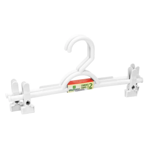 Cabide para saia plástico cristal ou branco com 2 unidades Plastserv