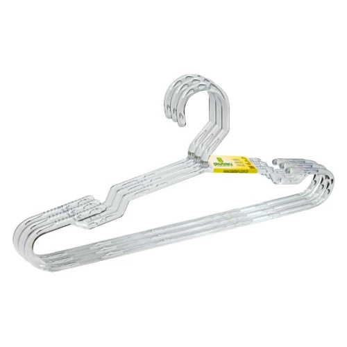 Cabide plástico cavado cristal com 03 unidades Plastserv