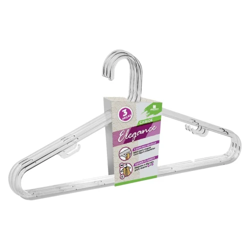 Cabide plástico luxo elegance sortidos com 03 unidades