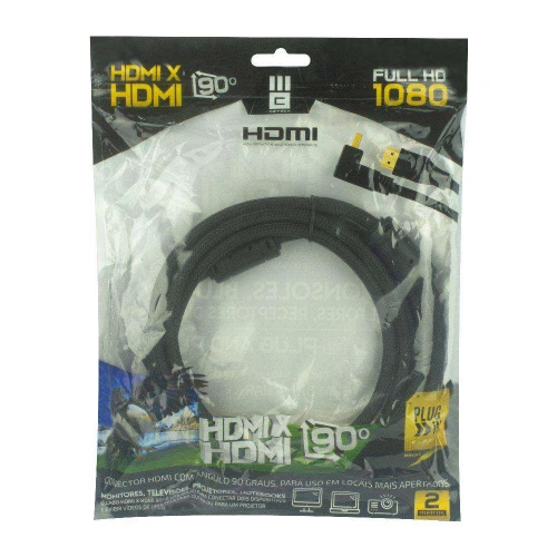 Cabo Hdmi 4K 2 metros versão ângulo 90º MB51144 Mbtech Cabo Hdmi 4K 2 metros versão ângulo 90º MB51144 Mbtech