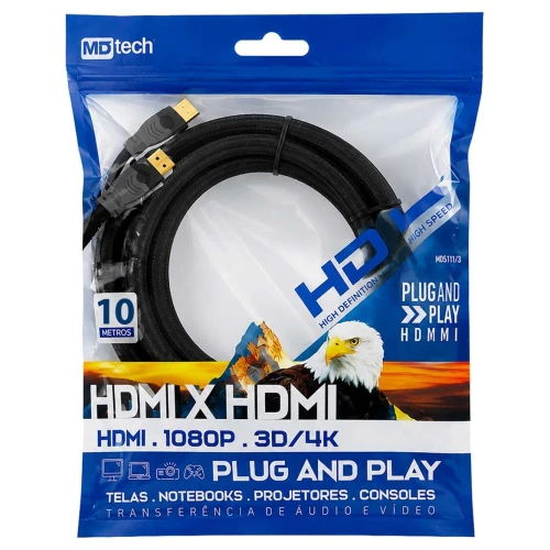 Cabo hdmi x hdmi 10 metros MbTech Cabo hdmi x hdmi 10 metros MbTech