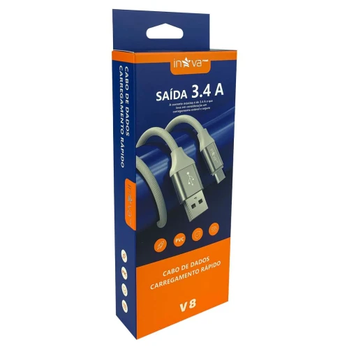 Cabo usb para celular V8 120cm 3.4A Inova