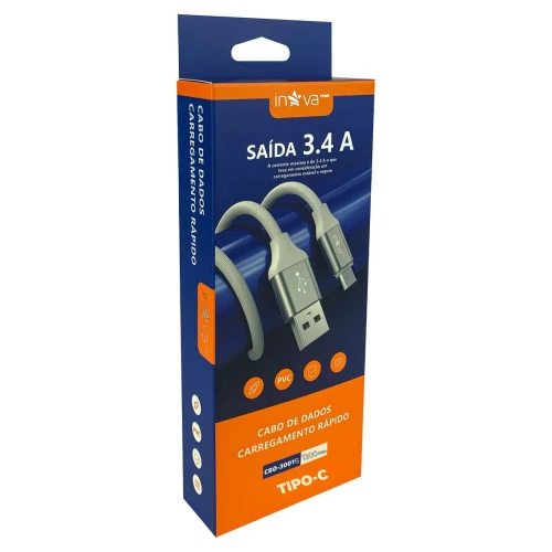 Cabo usb para celular tipo C 3.4A 120cm Inova