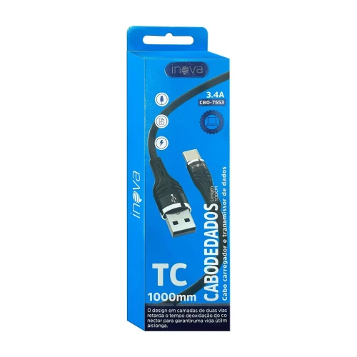 Cabo usb para celular tipo c 1 metro 3.4A cb07553