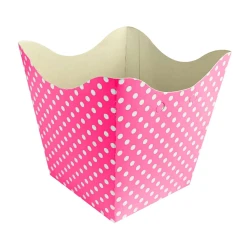 Cachepot de papel 12x12x8cm com 10 unidades poá pink/branco