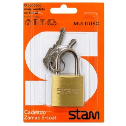 Cadeado 35mm zamac latonado encartelado Stam