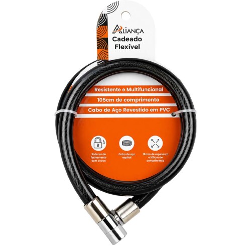 Cadeado para moto com 02 chaves reforçado 105x19mm Aliança
