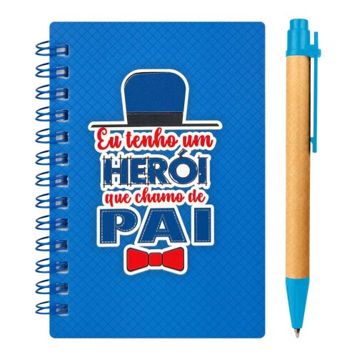 Caderneta capa cartão 8,4x12,4cm com 50 folhas Pai com caneta Interponte