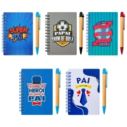 Caderneta capa cartão 8,4x12,4cm com 50 folhas Pai com caneta Interponte