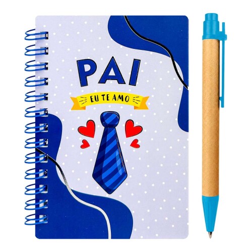 Caderneta capa cartão 8,4x12,4cm com 50 folhas Pai com caneta Interponte