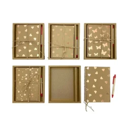 Caderno capa kraft 80 folhas decorado + caneta 142x208mm Interponte