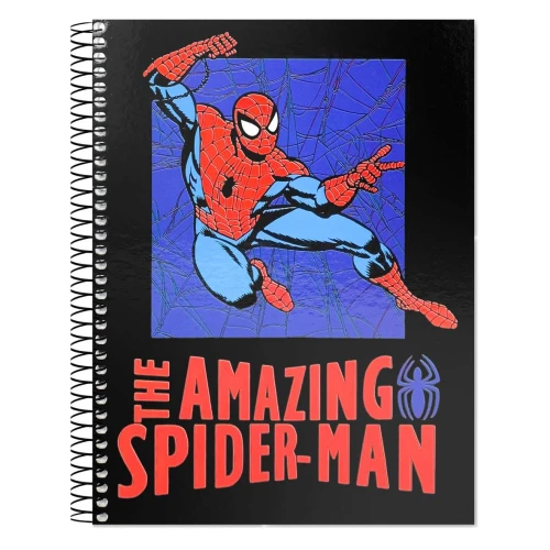 Caderno capa dura 01x1 80 folhas Homem Aranha teia preta Culturama