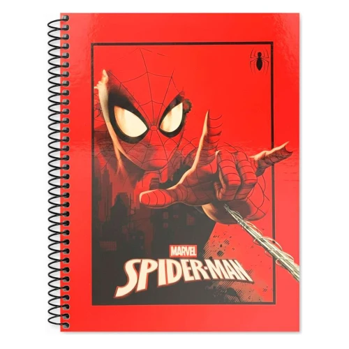 Caderno capa dura 01x1 80 folhas Homem Aranha teia vermelha Culturama