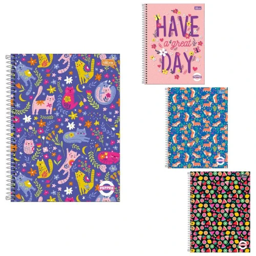 Caderno capa dura 01x1 80 folhas Pepper feminino Tilibra