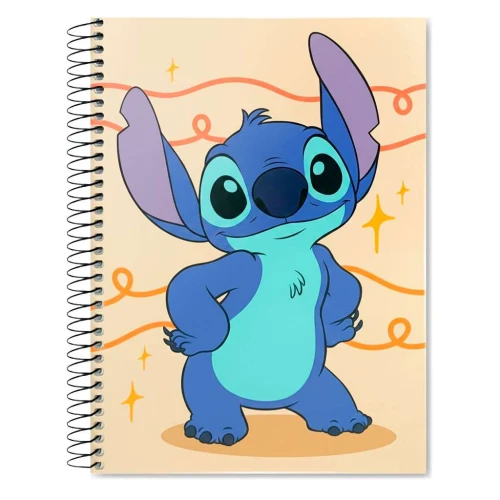 Caderno capa dura 10x1 160 folhas Stitch linhas Culturama