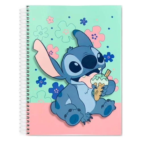 Caderno capa dura 10x1 160 folhas Stitch sorvete Culturama