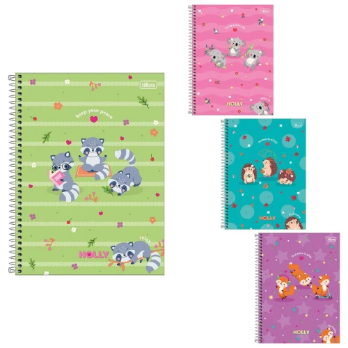 Caderno capa dura 01x1 80 folhas feminino Holly Tilibra