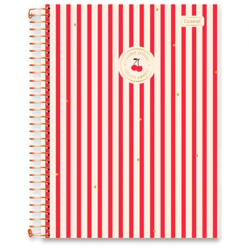 Caderno capa dura 20x1 320 folhas feminino cherry lovers