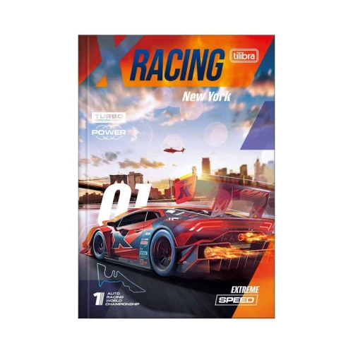 Caderno capa dura brochura pequeno 80 folhas X Racing Tilibra