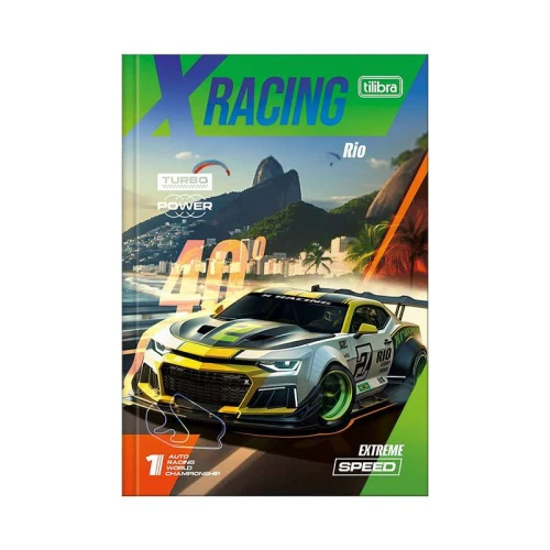 Caderno capa dura brochura pequeno 80 folhas X Racing Tilibra