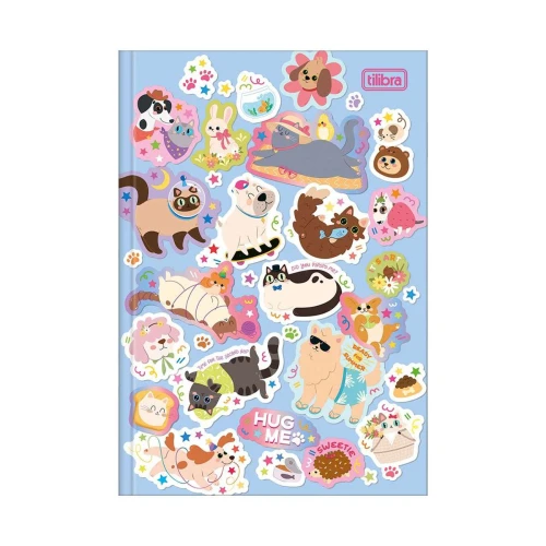 Caderno capa dura brochura pequeno 80 folhas Hug Me Tilibra