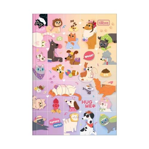 Caderno capa dura brochura pequeno 80 folhas Hug Me Tilibra