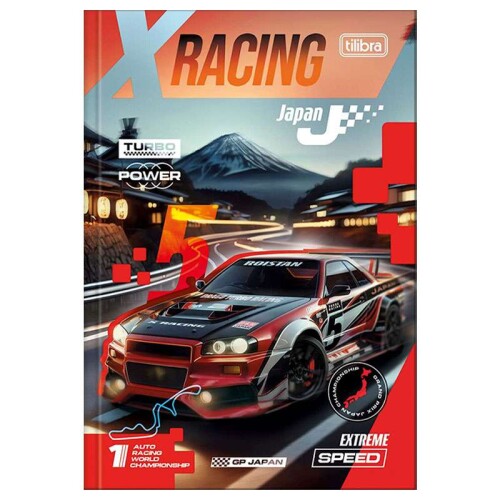 Caderno capa dura brochurão 80 folhas X Racing Tilibra