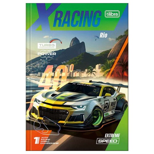 Caderno capa dura brochurão 80 folhas X Racing Tilibra