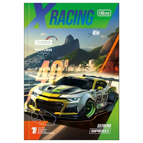 Caderno capa dura brochurão 80 folhas X Racing Tilibra