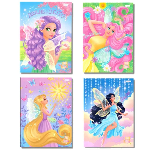 Caderno capa dura brochurão 80 folhas conto de fadas