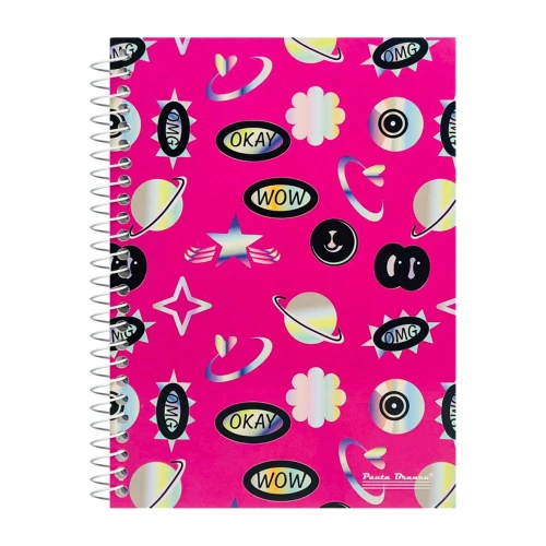 Caderno capa dura espiral pequeno 96 folhas Uau feminino Pauta Branca Caderno capa dura espiral pequeno 96 folhas Uau feminino Pauta Branca