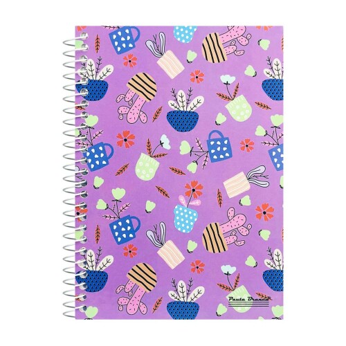 Caderno capa dura espiral pequeno 96 folhas Uau feminino Pauta Branca